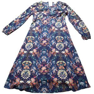 I. Madeline Womens Dress Large Blue Navy Garden Splendor NEW